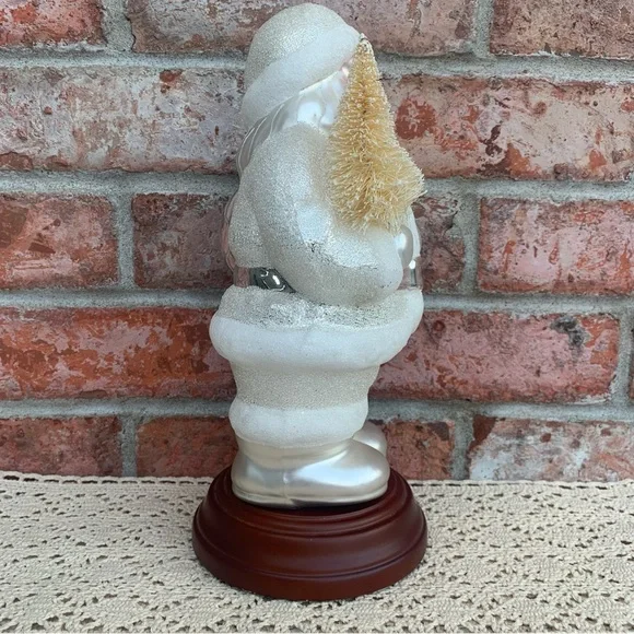 Vintage Dept 56 Mercury Glass Santa Bottle Brush Tree Figurine - Picture 8 of 13